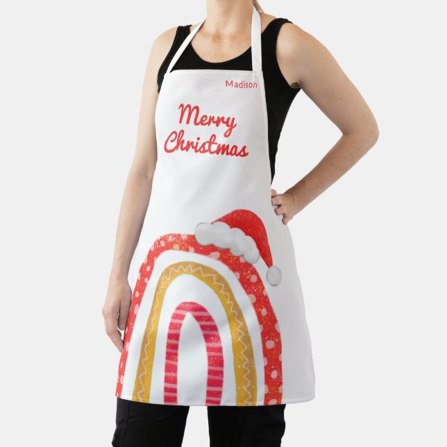 Tablier Joyeux Noël Santa Hat Rainbow Personnalisé (Insitu)