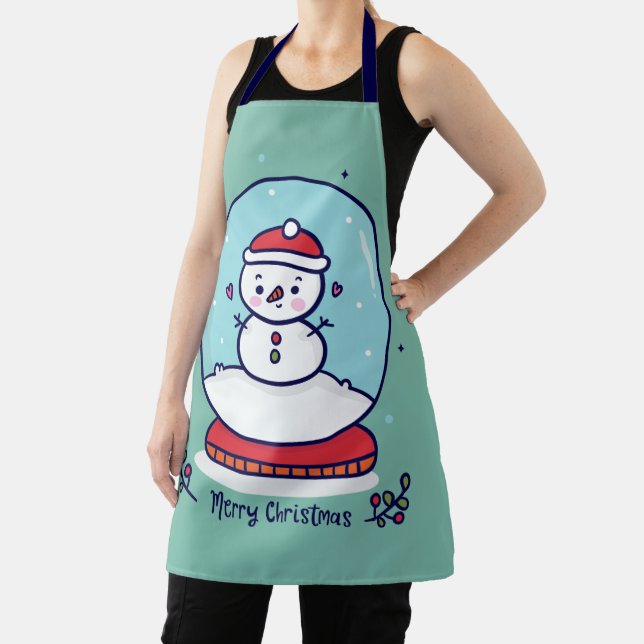 Tablier Joyeux Noël Snowman Snow Globe (Insitu)
