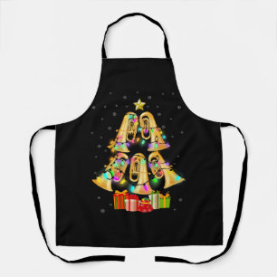 Tablier Joyeux Noël Tuba Arbre lumières de Noël M entouré