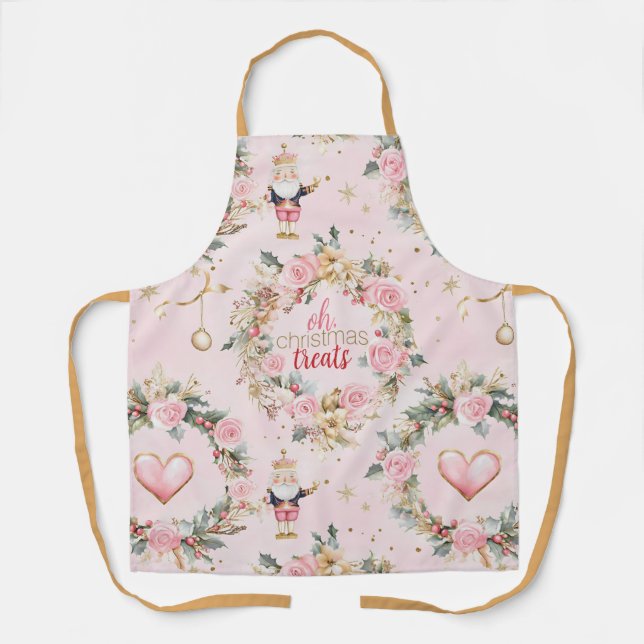 Tablier Joyeux Nutcracker rose Vacances Beaux Guirlande pe (Recto)
