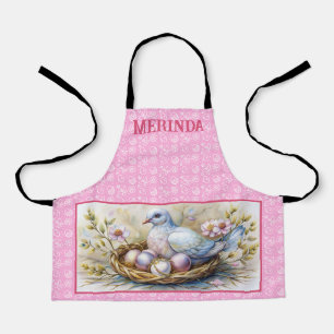 Tablier Joyeux Oeufs de la colombe de Pâques Nom Personnal