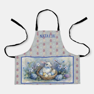 Tablier Joyeux Oeufs Lapin De Pâques Nom Personnaliser.