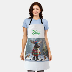 Tablier Joyeux orignal et amis Noël Personnalisé