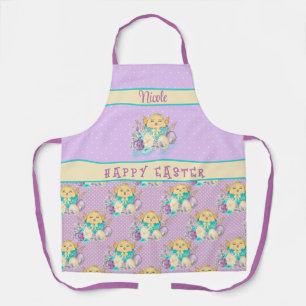 Tablier Joyeux petits chiches de Pâques et Pois pourpres