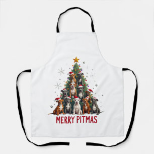 Tablier Joyeux Pitmas Pitbull Chien Pull de Noël Laid Arbr