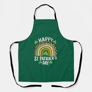 Tablier Joyeux Saint Patrick's Day Shamrock arc-en-ciel