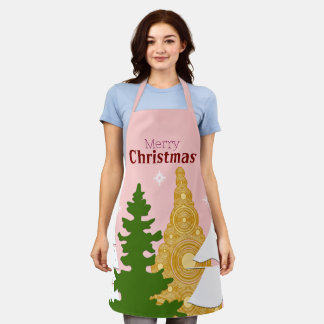 Tablier Joyeux sapin rose