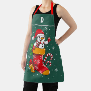 Tablier Joyeux Snowman Noël personnalisé Monogramme