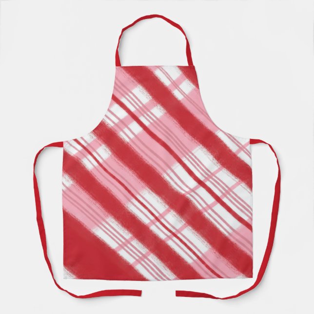 Tablier Joyeux Sucre de canne de vacances rouge et rose Pl (Recto)