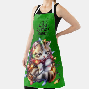 Tablier Joyeux Tabby Kitten De Noël Aux Lumières Tangées
