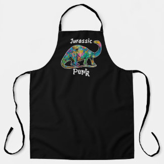 Tablier Jurassic Perk Colorful Dinosaur Black