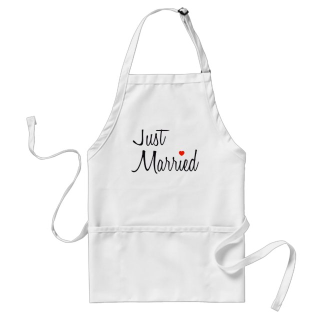 Tablier Juste marié (manuscrit avec le coeur rouge) (Devant)