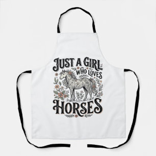 Tablier Juste une fille qui aime les chevaux dessin floral