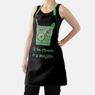 Tablier "J'y serai dans un Mojito" Drôle de slogan de bois