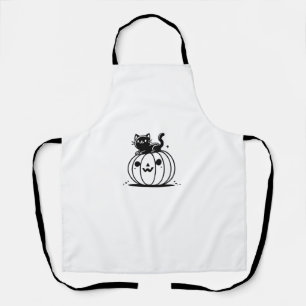 Tablier Kawaii Anime Halloween Chat Citrouille Enfants Fem