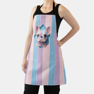 Tablier Kawaii French Bulldog Pastel Papier Coupe Art