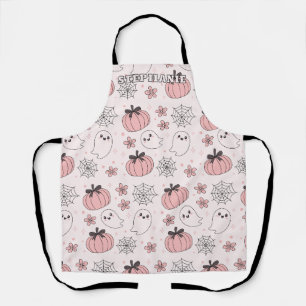 Tablier Kawaii Halloween rose Fantômes et Citrouilles