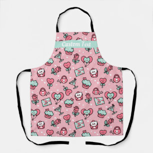 Tablier Kawaii Love Icons Motif de Saint Valentin sans cou