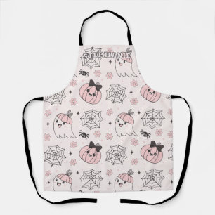 Tablier Kawaii Motif d'Halloween rose avec Ghost, Citrouil