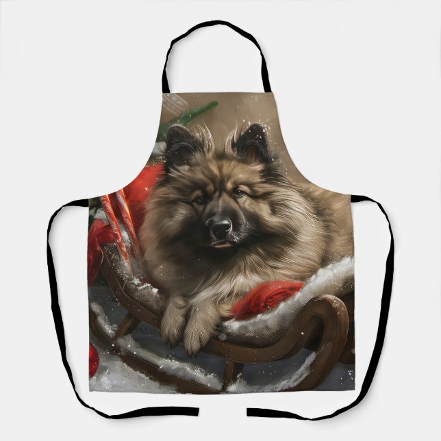 Tablier keeshond Festive de Noël de chien (Recto)