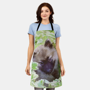 Tablier Keeshond Puppy in the Garden Peinture Art original