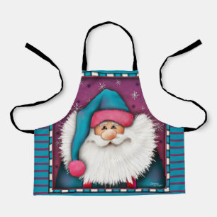 Tablier Kid’s Cute Père Noël Nom Customisé Blue Pink