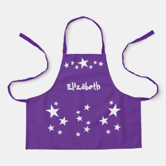 Tablier Kid's add name stars white purple