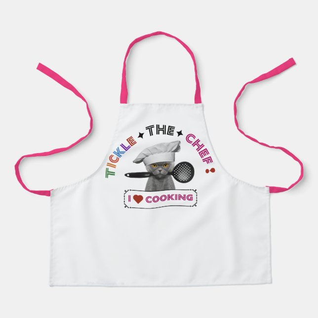 Tablier Kids 'Tickle the Chef' Funny Chat Apron rose (Recto)