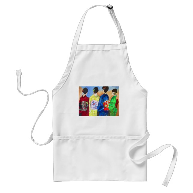Tablier Kimono de printemps japonais Geisha art (Devant)