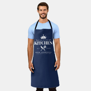 Tablier King of the Kitchen Foodie Men Personnalisé bleu