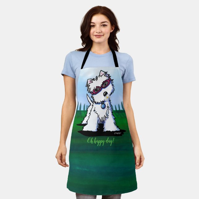 Tablier KiniArt Doggles Westie All-Over Print Apron (Porté)