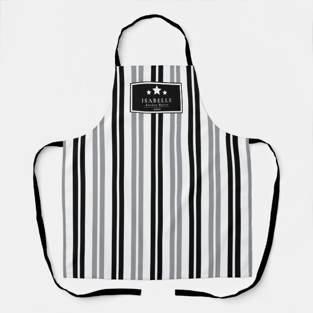 Tablier Kitchen Master Stars black and grey stripes Apron (Recto)