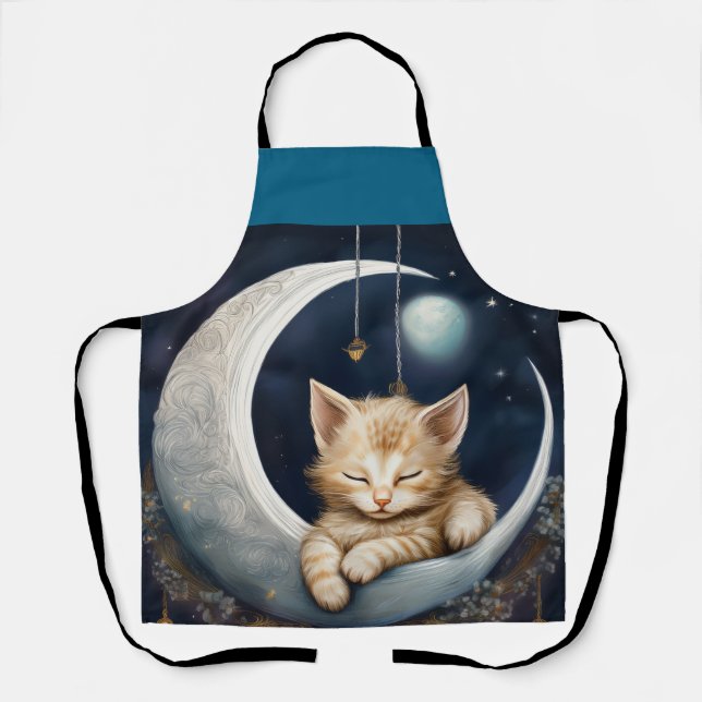 Tablier Kitten Asleep Sur L'Objet Crescent Moon (Recto)