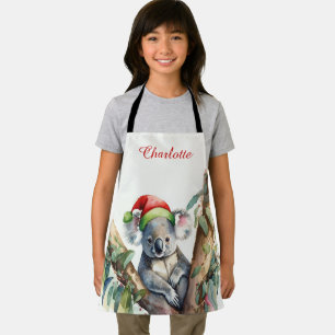 Tablier Koala de Noël dans l'eucalyptus avec nom personnal
