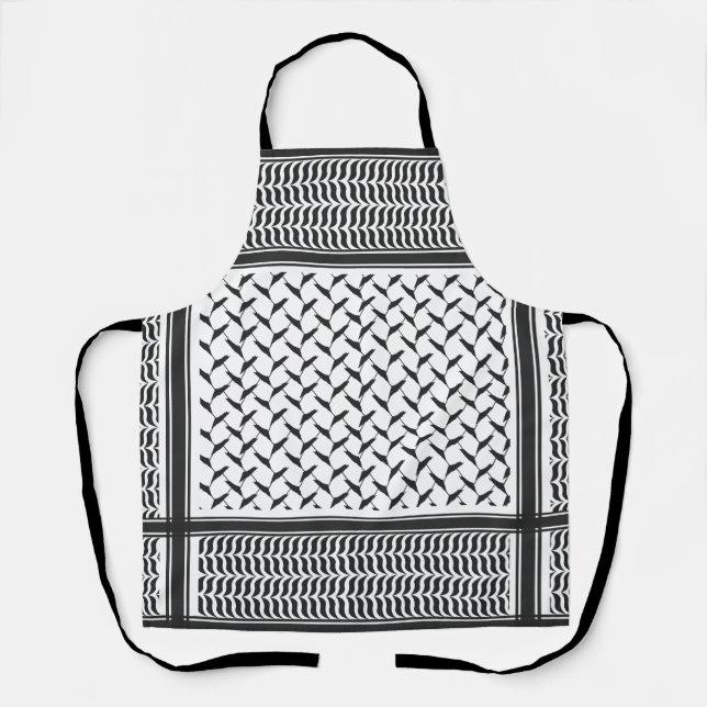 Tablier Kuffiya en Jordanie noir et blanc (Recto)