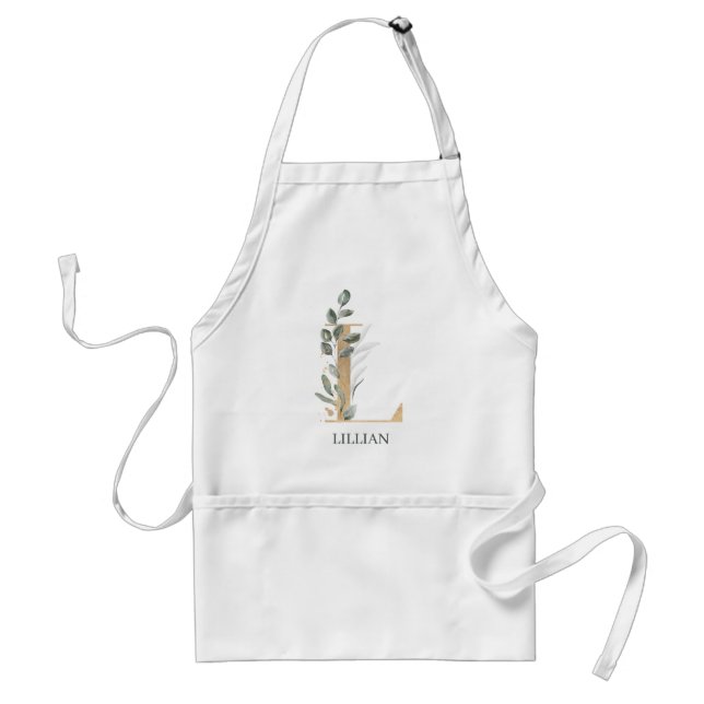 Tablier L Monogramme Floral Personnalisé (Devant)