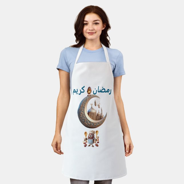 Tablier La bib comporte un "Ramadan Kareem" et un croissan (Porté)