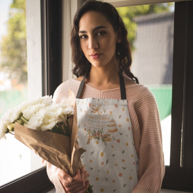 Tablier La cuisine de maman | Floral Citrus personnalisé (Créateur téléchargé)
