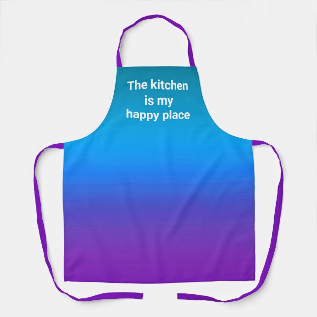 Tablier La cuisine est mon joyeux endroit bleu violet tabl (Recto)