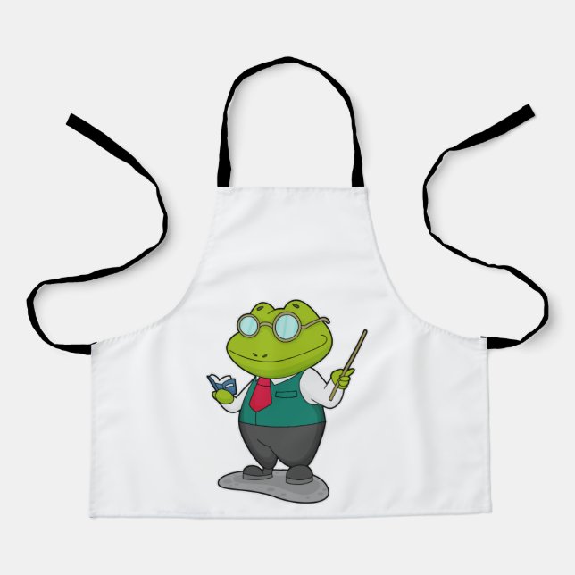 Tablier La grenouille comme enseignant avec livre (Recto)