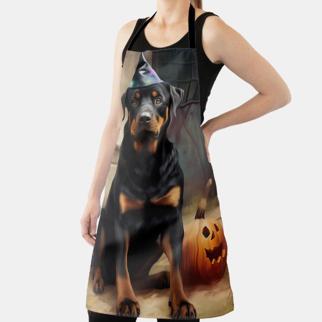 Tablier La peur de l'Halloween Citrouille de Rottweiler (Insitu)