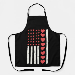 Tablier La Saint-Valentin Drapeaux américains Cœurs USA Vi