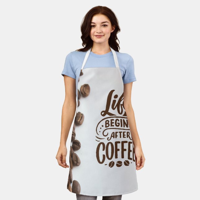 Tablier La vie commence après le café - amusant café Apron (Porté)