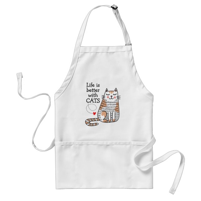 Tablier La vie est meilleure avec des chats Doodle (Devant)