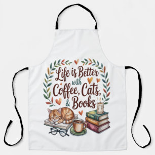 Tablier La vie est meilleure avec du café, des chats et de