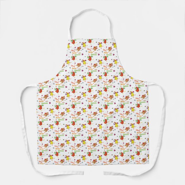 Tablier La vie est meilleure avec l'aquarelle de poulet (Recto)