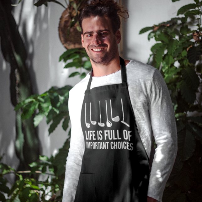 Tablier La vie est pleine de choix importants Golf Noël (Life is Full Of Important Choices Golf Christmas Apron)