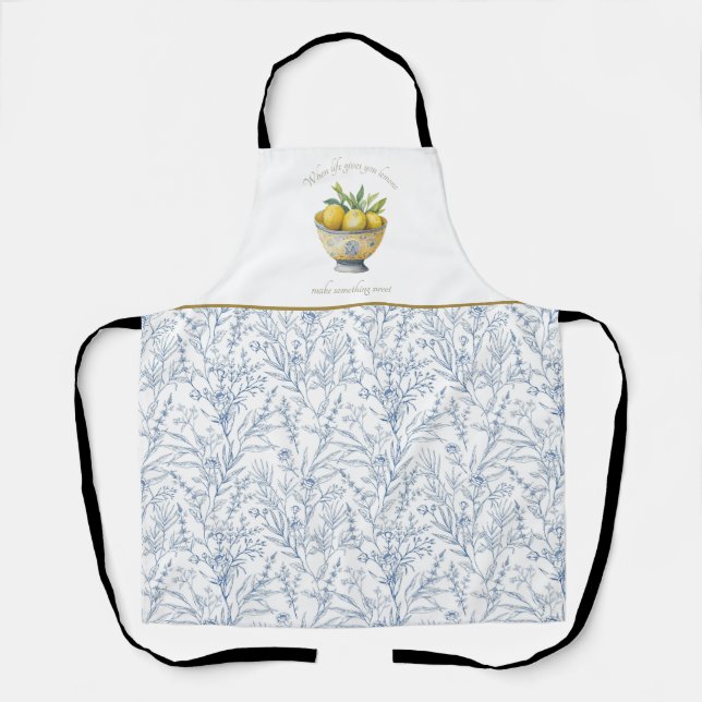 Tablier La vie vous donne citrons Inspiration Marine Bleu (Recto)