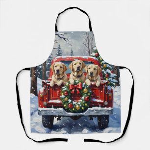 Tablier Labrador Retriever Noël Camion Rouge Fêtes de fin