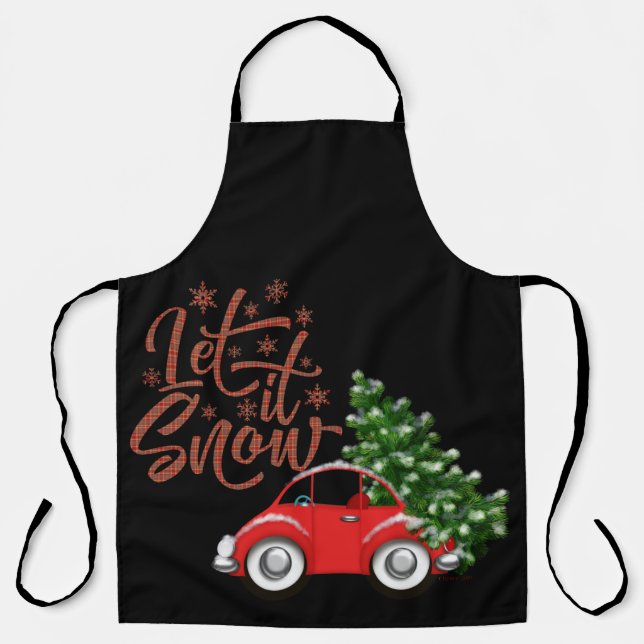 Tablier Laisser neiger voiture avec sapin de Noël (Recto)